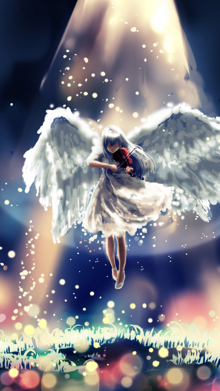 Обои ангел, космос, небо, Отонаси Юдзуру, вымышленный персонаж в разрешении 750x1334