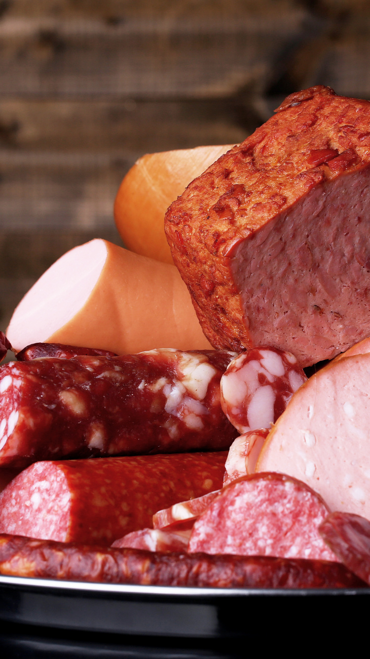 Обои колбаса, ветчина, говядина, пища, мясо в разрешении 750x1334