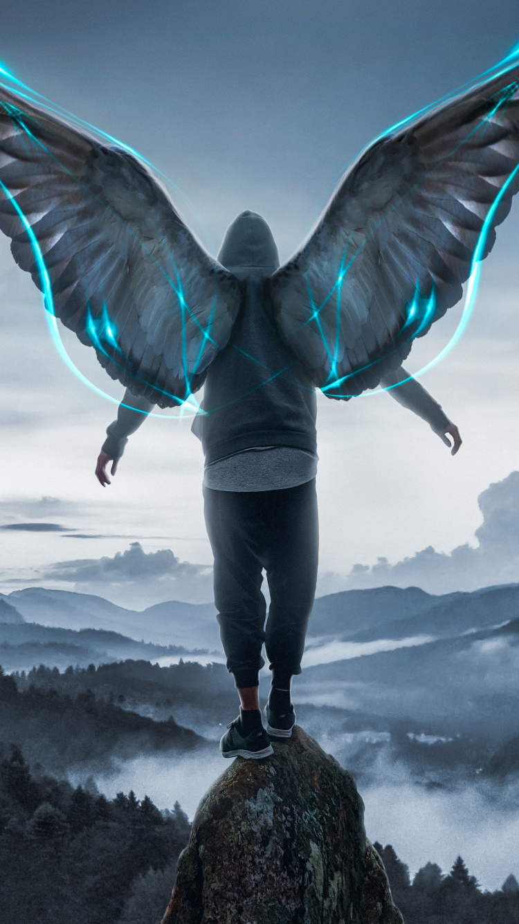 Обои гора, свет, природа, Счастлив, Люди в природе в разрешении 750x1334