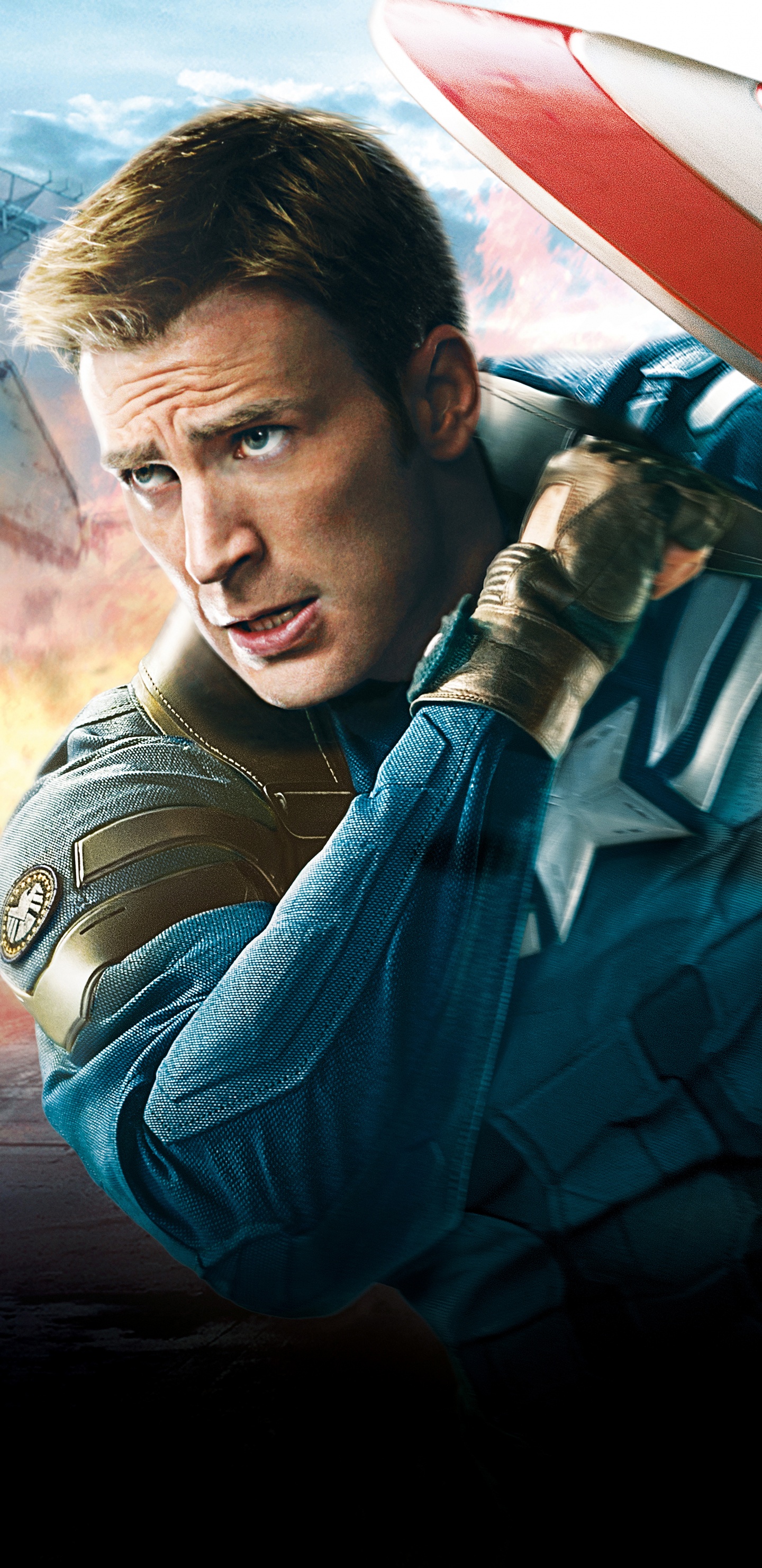 Обои Крис Эванс, Капитан Америка Зимний Солдат, Капитан Америка, супергерой, космос в разрешении 1440x2960