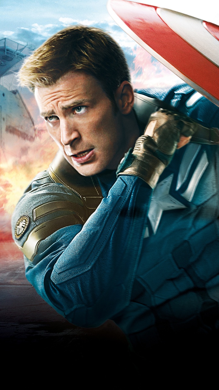 Обои Крис Эванс, Капитан Америка Зимний Солдат, Капитан Америка, супергерой, космос в разрешении 720x1280