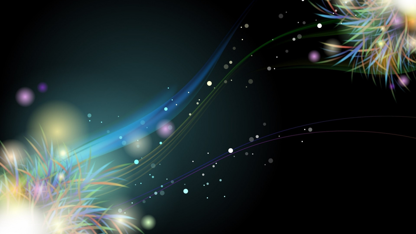 Обои абстрактное искусство, векторная графика, свет, космос, ночь в разрешении 1366x768