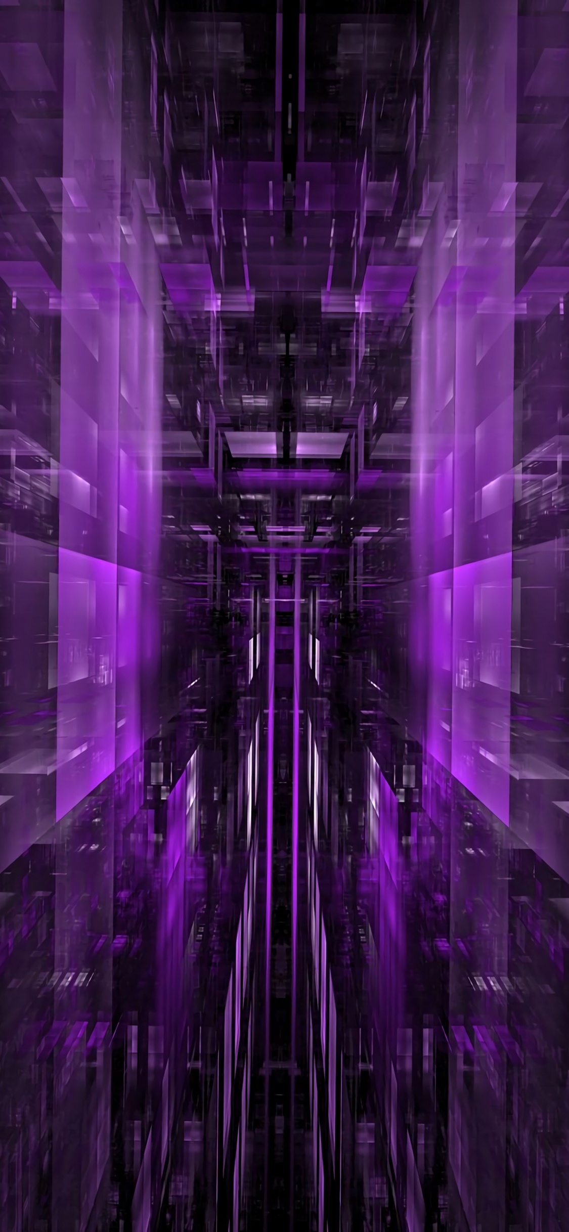 Обои пурпур, Фиолетовый, свет, линия, симметрия в разрешении 1125x2436