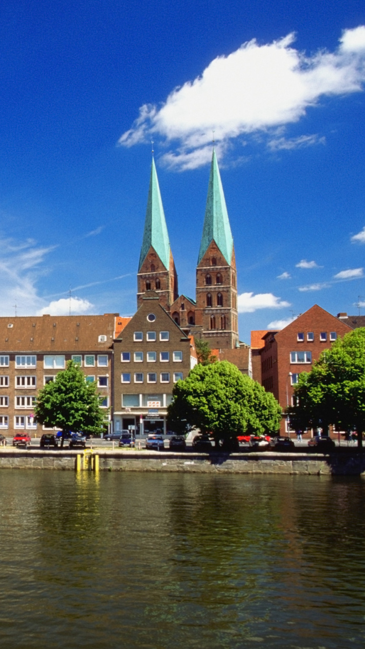 Обои Германия, вода, городок, водный путь, город в разрешении 750x1334