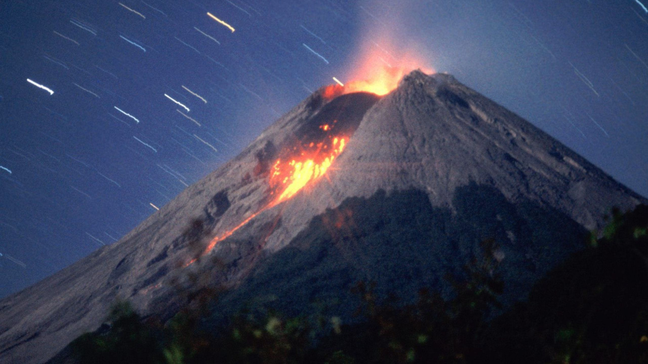 Обои Гора Тамбора, вулкан, спящий вулкан, купол лавы, стратовулкан в разрешении 1280x720