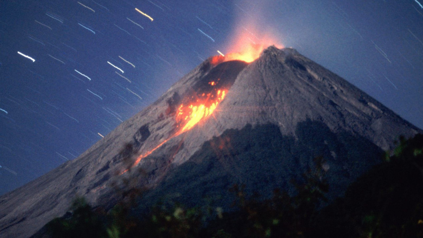 Обои Гора Тамбора, вулкан, спящий вулкан, купол лавы, стратовулкан в разрешении 1366x768