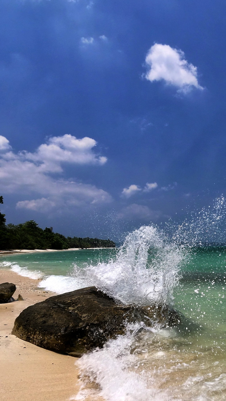 Обои Пляж Радханагар, Остров Neill, Пляж Виджей-Нагар, пляж, море в разрешении 750x1334