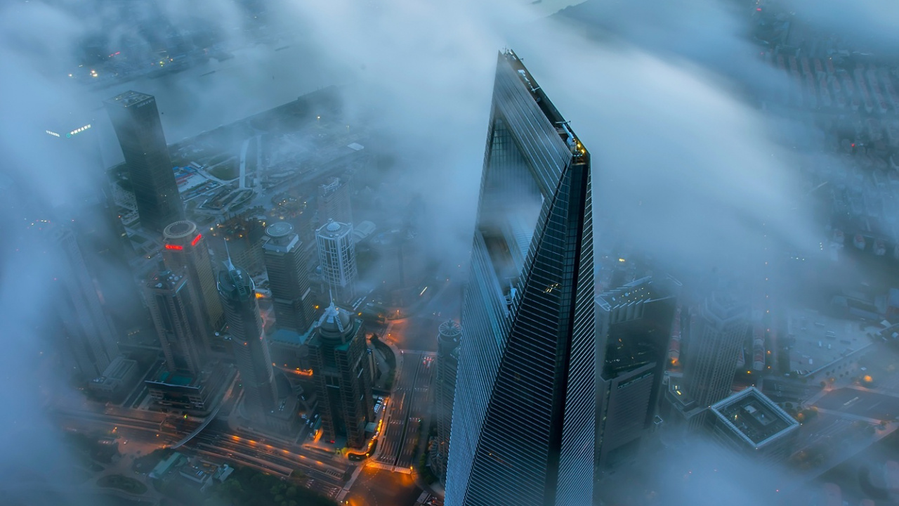 Обои Восточная жемчужина телевизионная башня, Шанхайская Башня, Шанхайский Всемирный Финансовый Центр, Башня Цзинь Мао, небоскреб в разрешении 1280x720