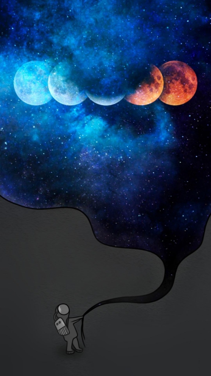 Обои атмосфера, полумесяц, мир, луна, лазурный в разрешении 720x1280