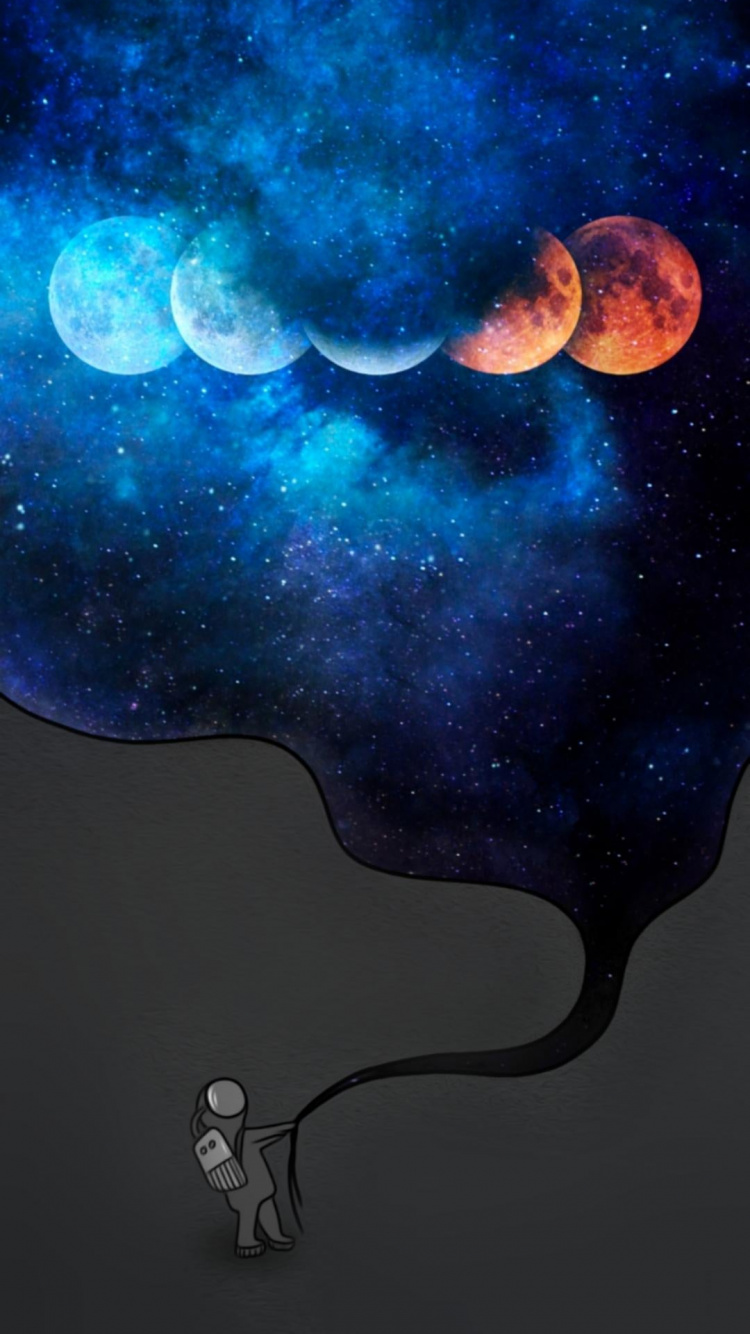 Обои атмосфера, полумесяц, мир, луна, лазурный в разрешении 750x1334