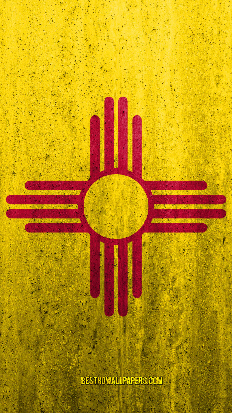 Обои Флаг Нью-Мексико, флаг, желтый, зеленый, красный цвет в разрешении 750x1334