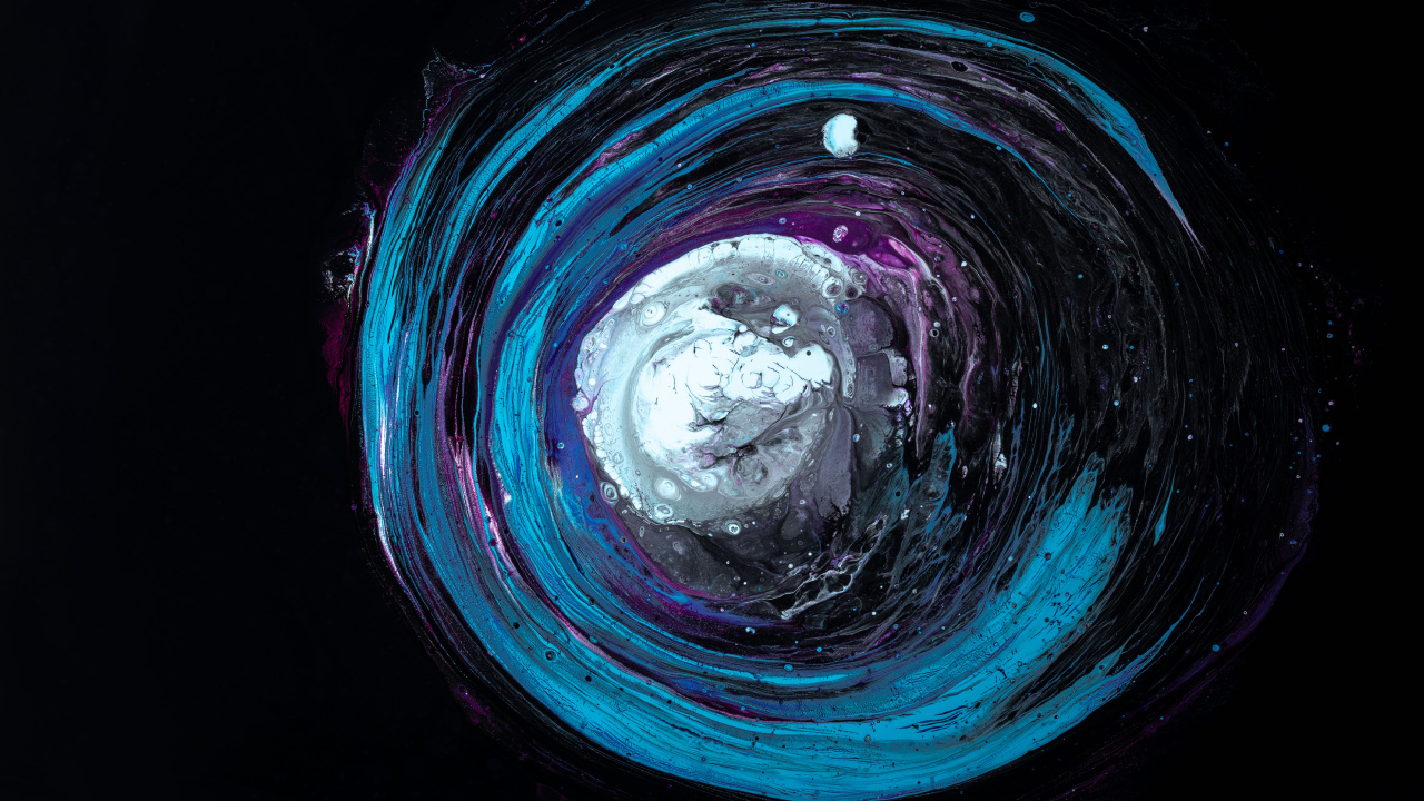 Обои синий, пурпур, круг, вода, темнота в разрешении 1280x720