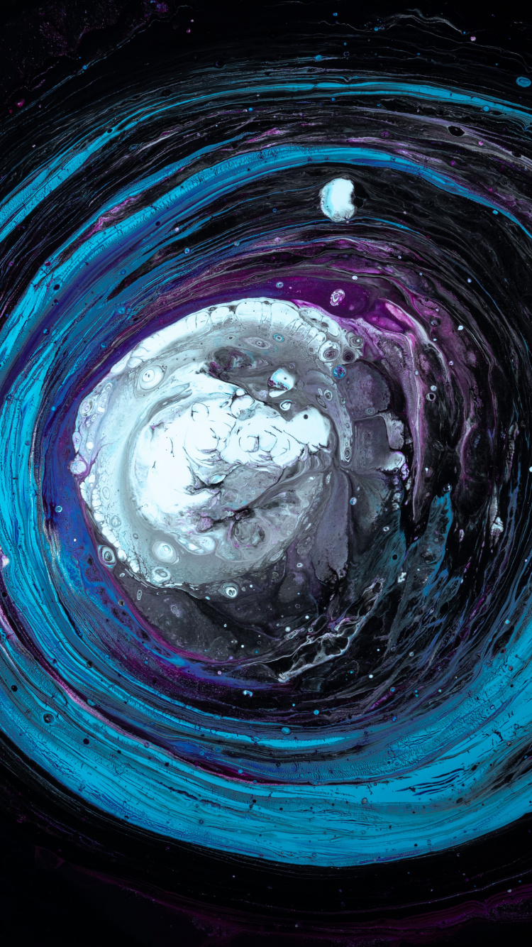 Обои синий, пурпур, круг, вода, темнота в разрешении 750x1334