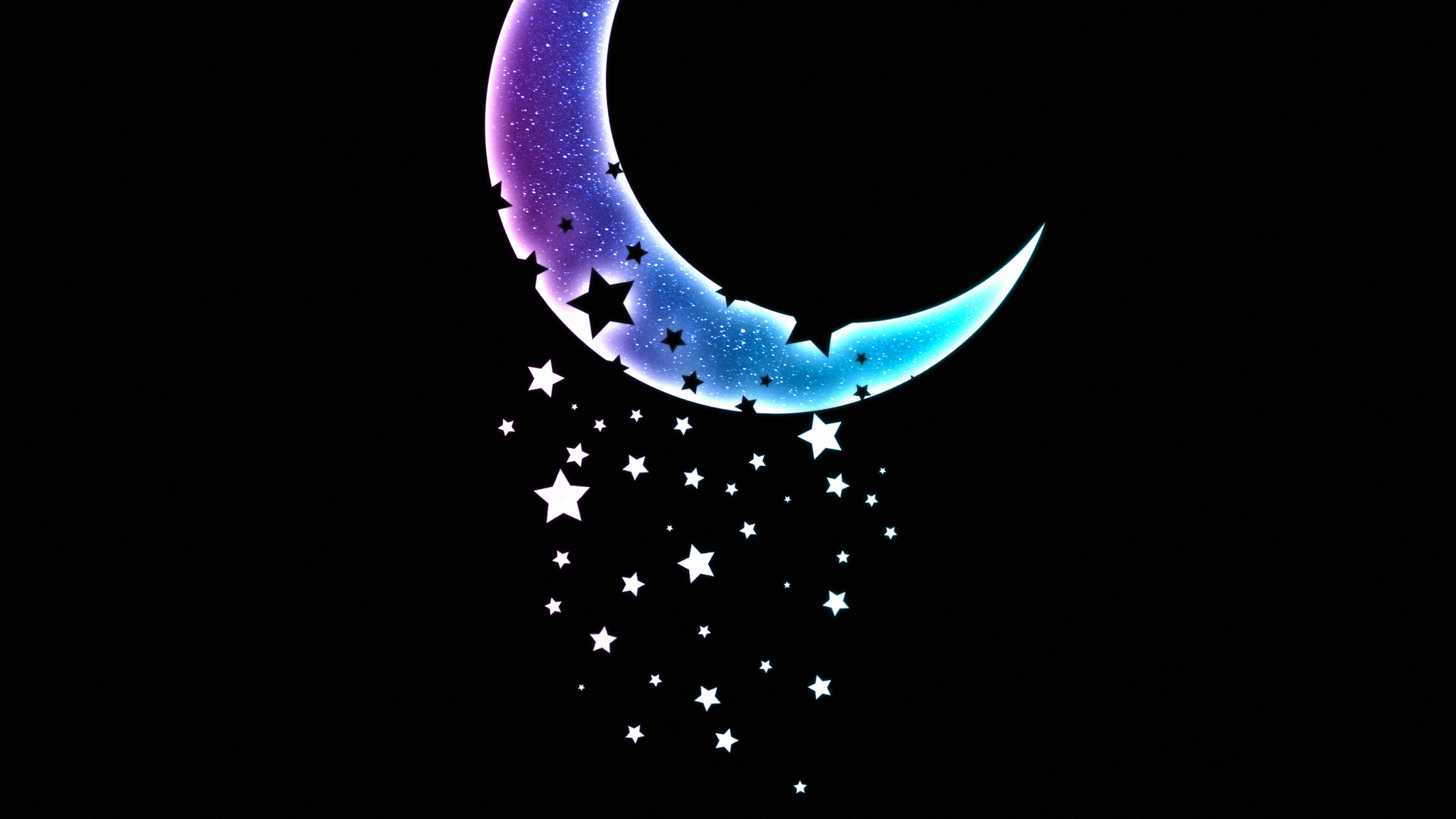 Обои полумесяц, луна, астрономический объект, круг, лунный свет в разрешении 2560x1440