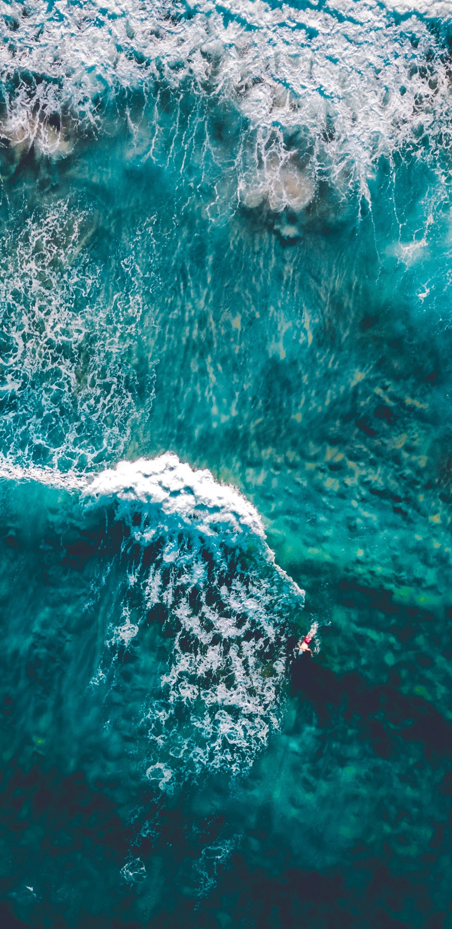 Обои океан с высоты птичьего полета, океан, море, водоем, вода в разрешении 1440x2960