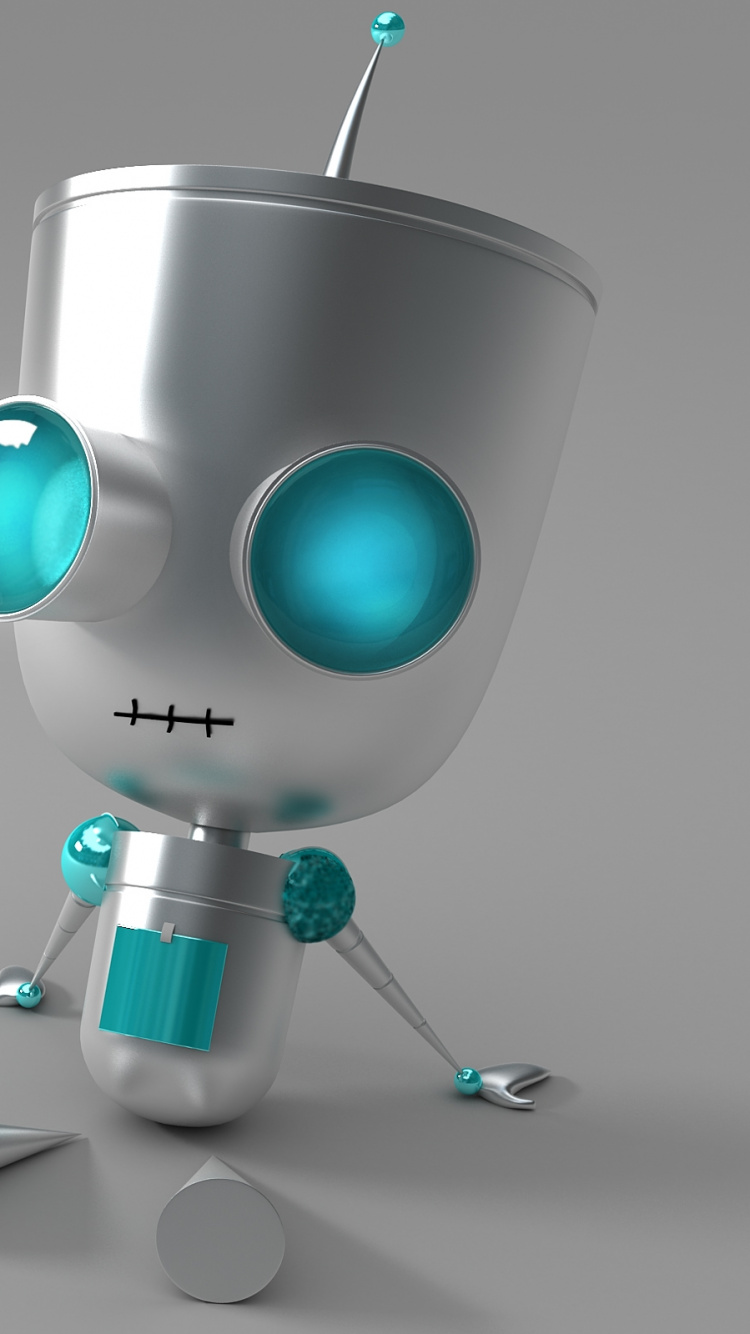 Обои робот, глаза, технологии, сидит, металл в разрешении 750x1334