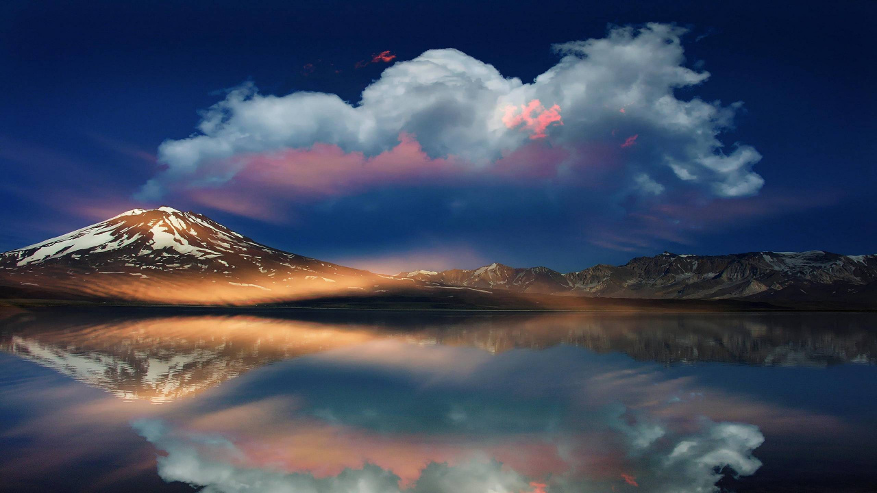 Обои Майпо, вулкан, облако, природа, отражение в разрешении 1280x720