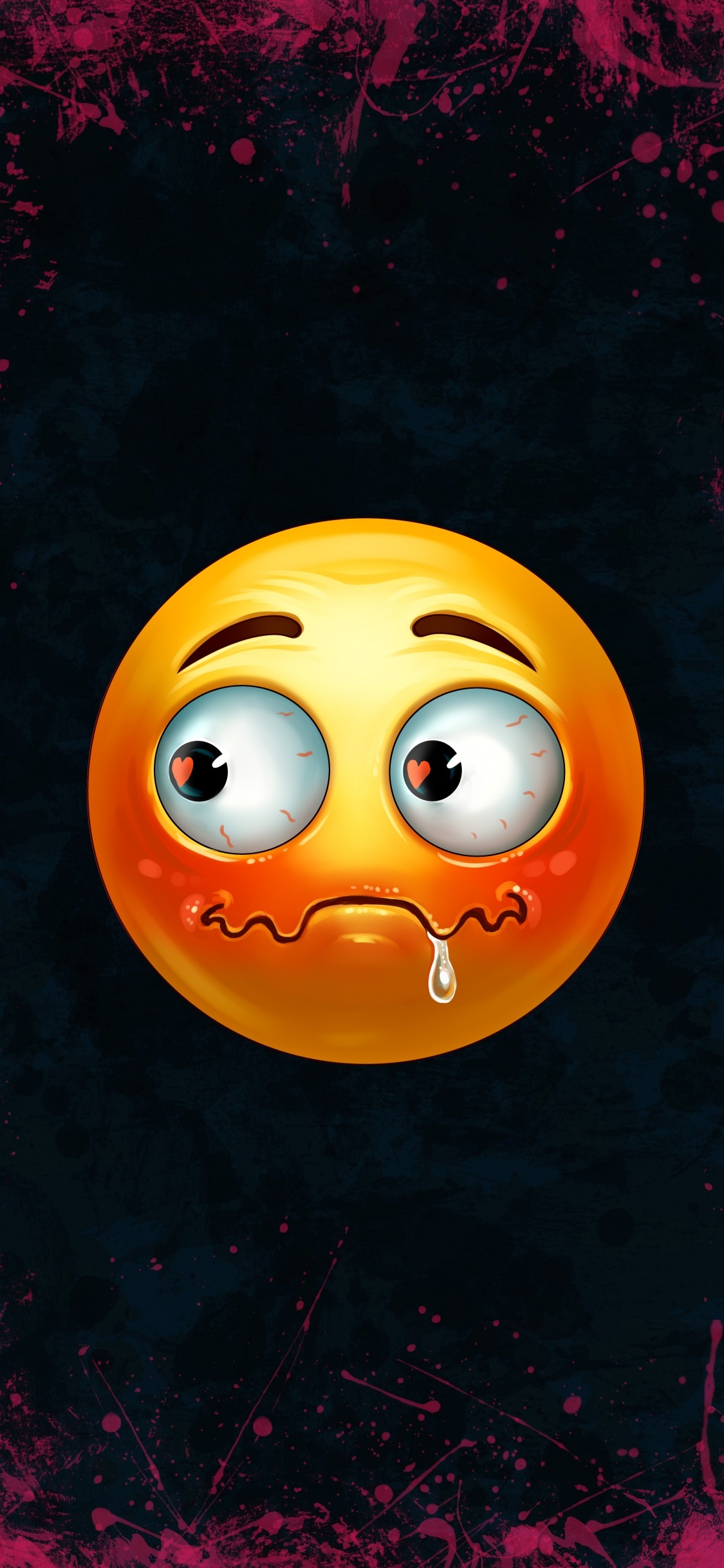 Обои Оранжевый цвет, улыбчивый, эмоджи, смайлик, подбородок в разрешении 1125x2436