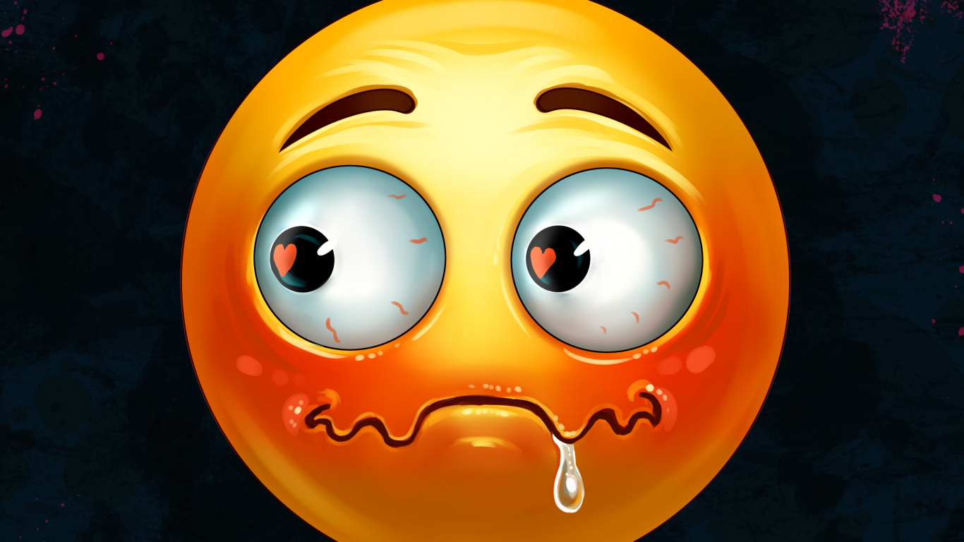Обои Оранжевый цвет, улыбчивый, эмоджи, смайлик, подбородок в разрешении 1366x768