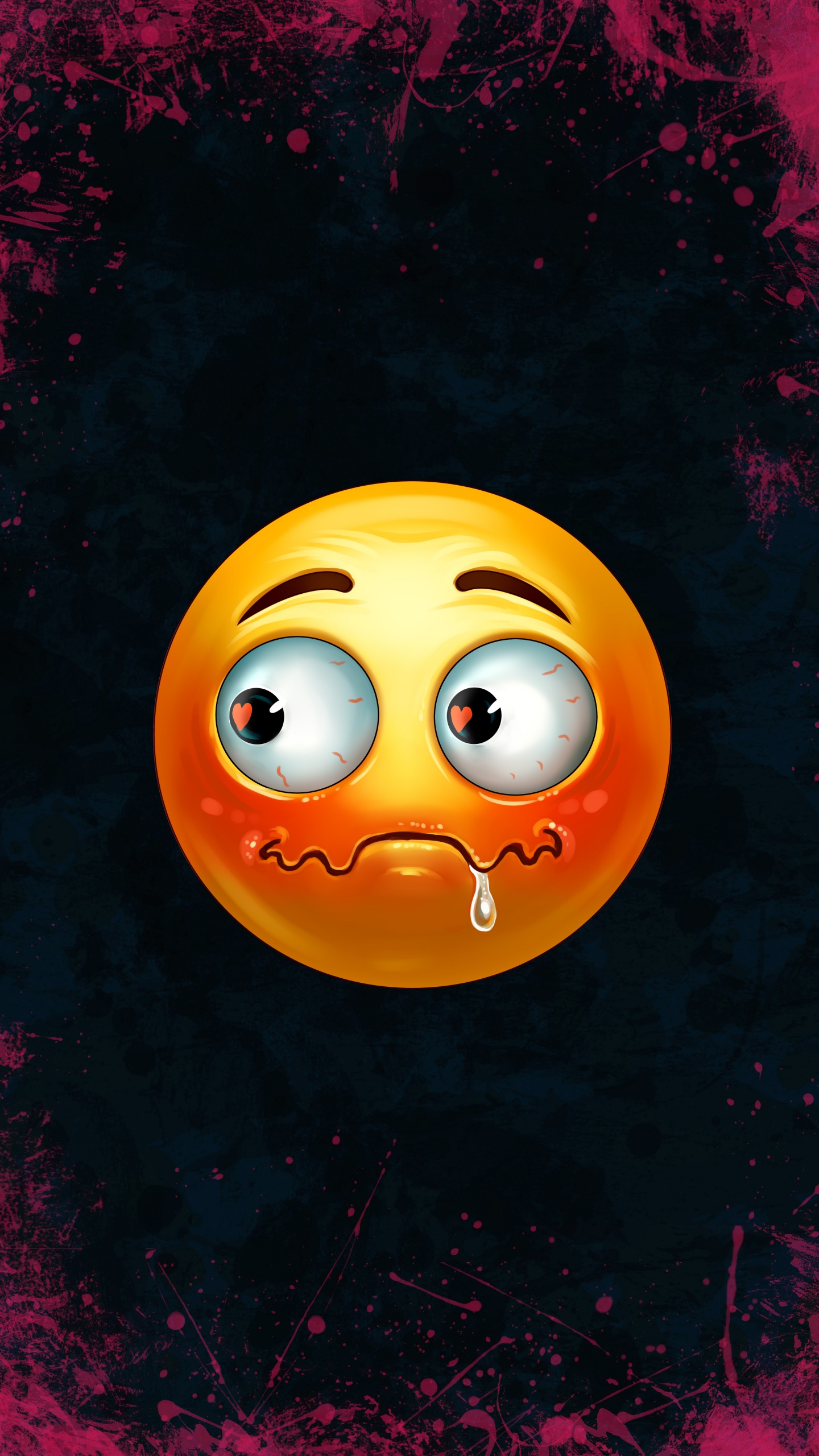 Обои Оранжевый цвет, улыбчивый, эмоджи, смайлик, подбородок в разрешении 1440x2560