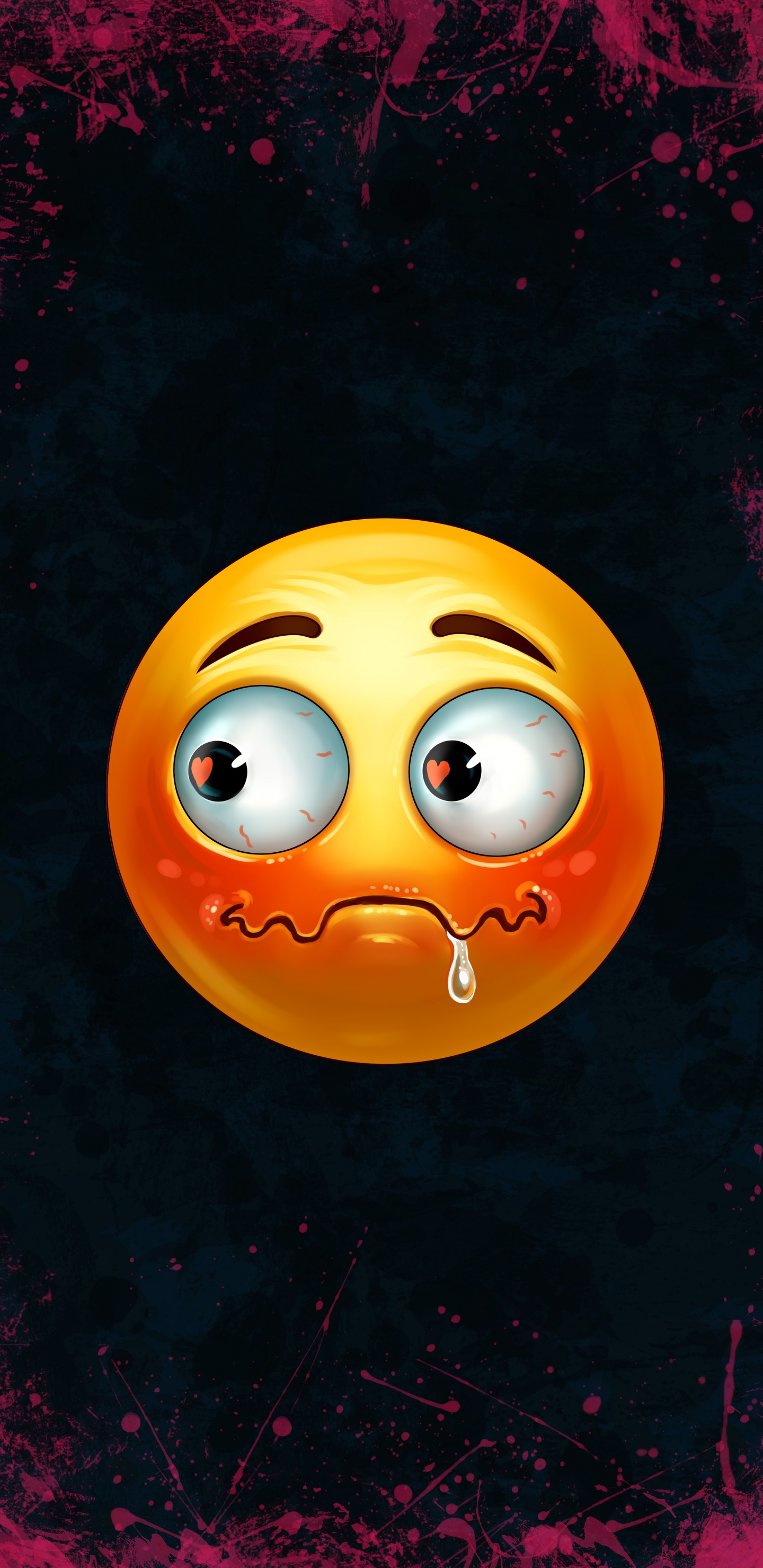 Обои Оранжевый цвет, улыбчивый, эмоджи, смайлик, подбородок в разрешении 1440x2960