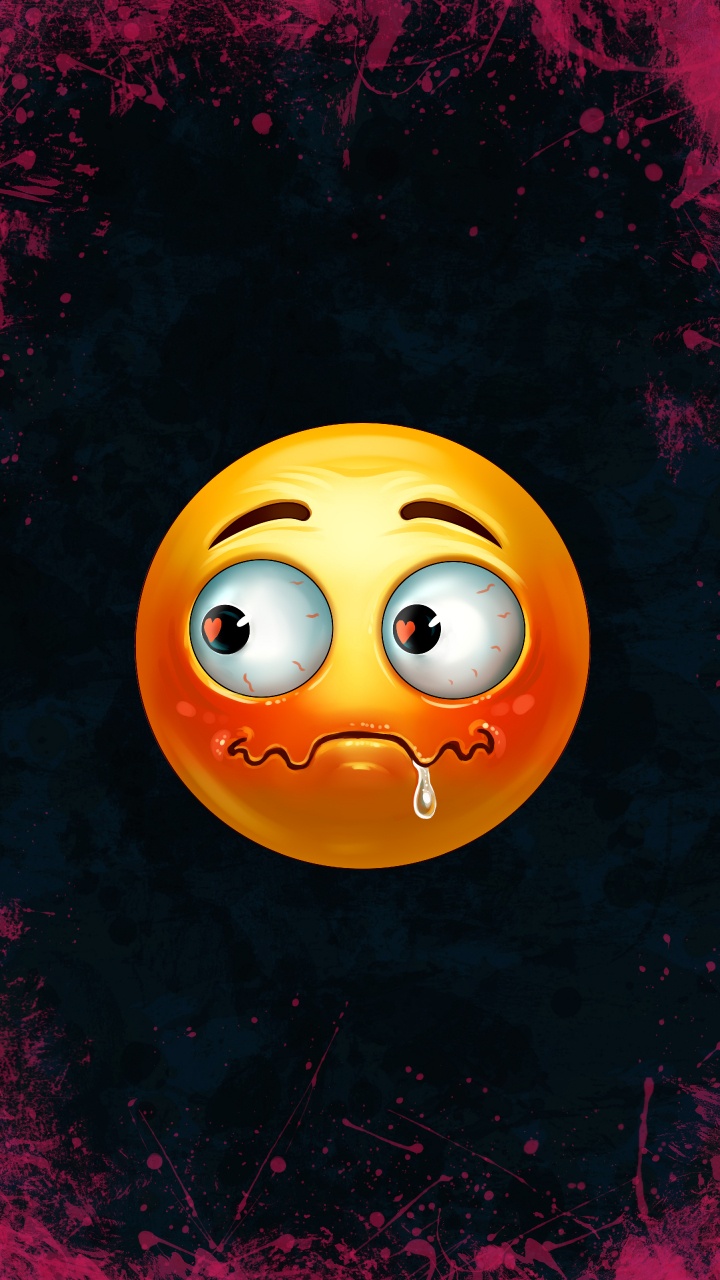 Обои Оранжевый цвет, улыбчивый, эмоджи, смайлик, подбородок в разрешении 720x1280