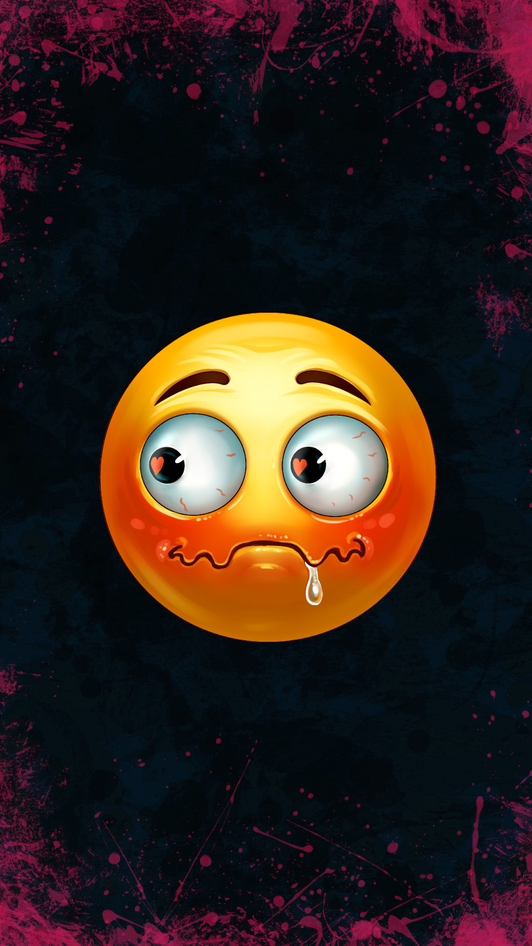 Обои Оранжевый цвет, улыбчивый, эмоджи, смайлик, подбородок в разрешении 750x1334