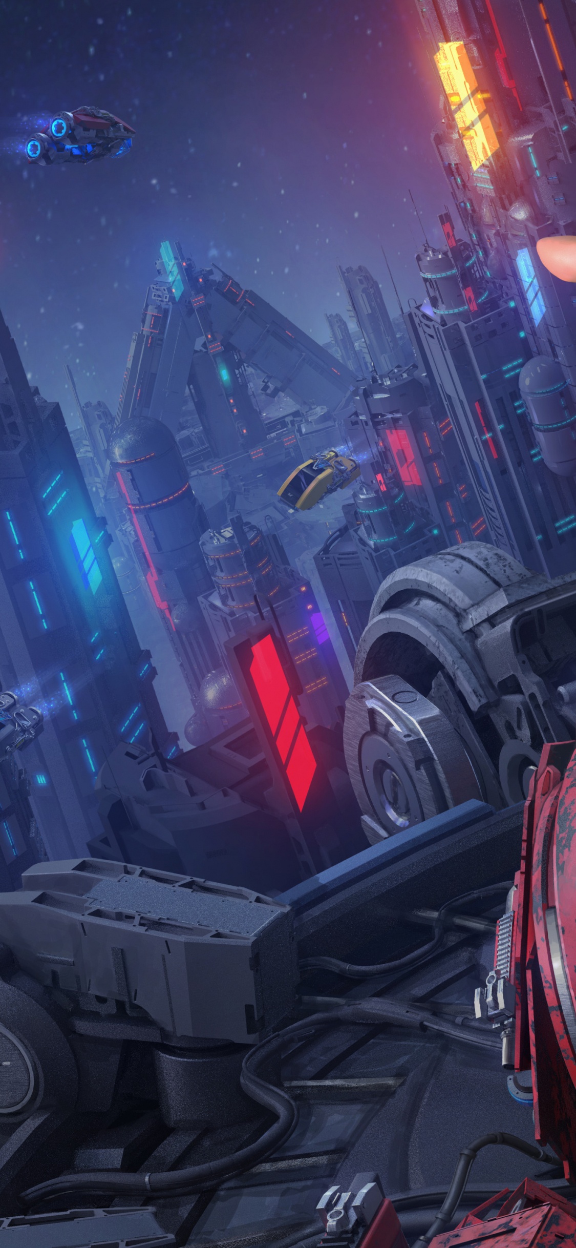 Обои Киберпанк 2077, Киберпанк, Научная фантастика, пурпур, развлечение в разрешении 1125x2436