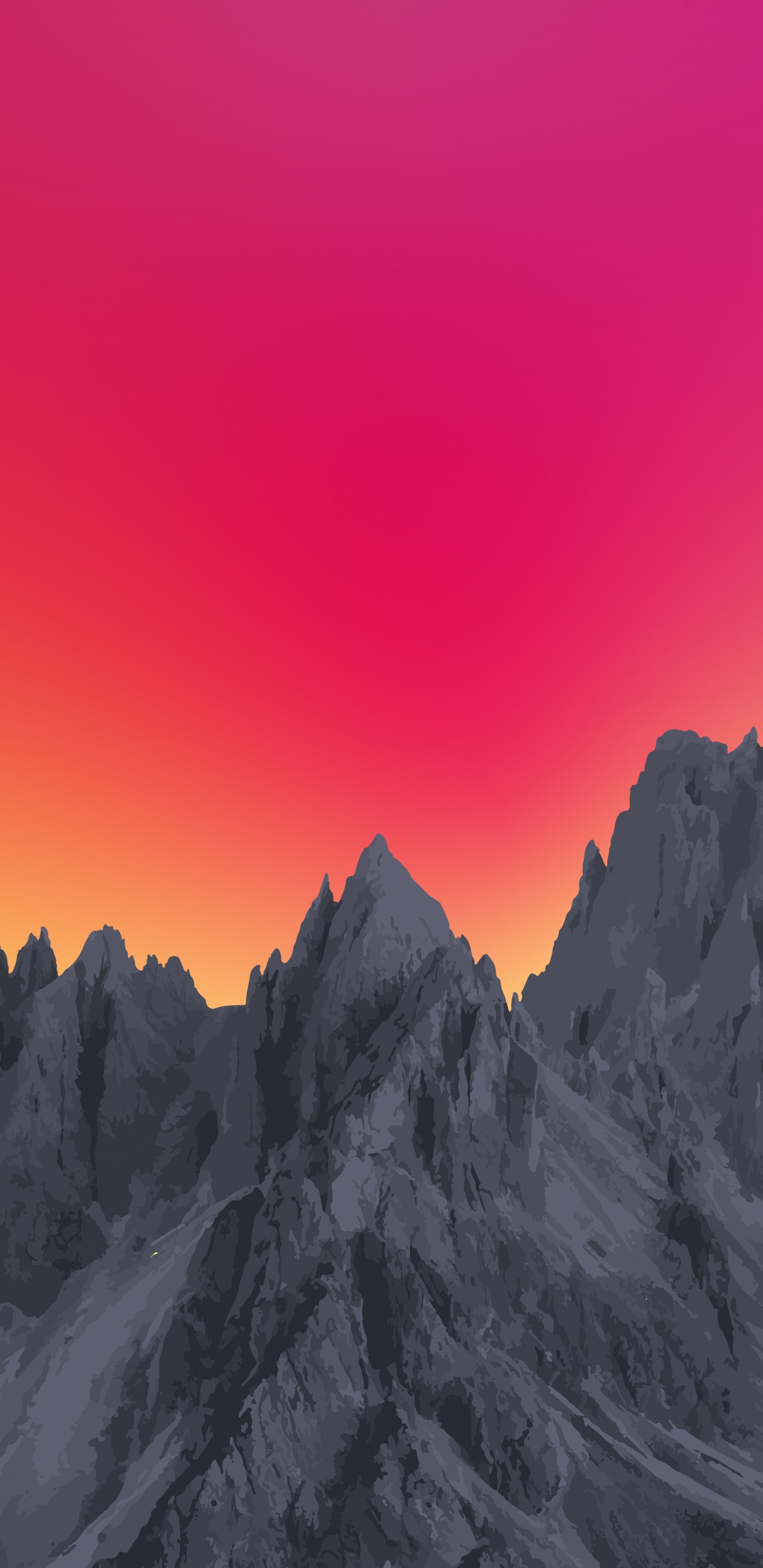 Обои атмосфера, гора, послесвечение, сумрак, природный ландшафт в разрешении 1440x2960