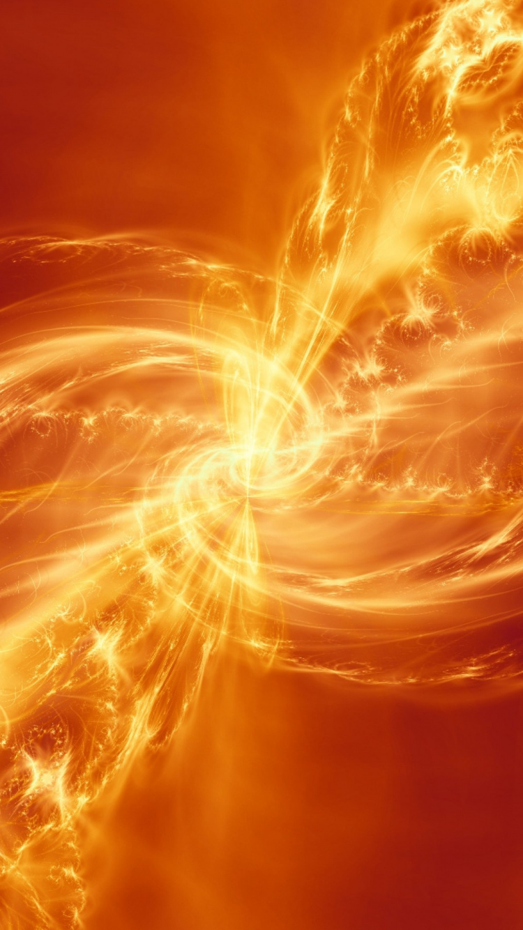 Обои Апельсин, пламя, космос, огонь, свет в разрешении 750x1334