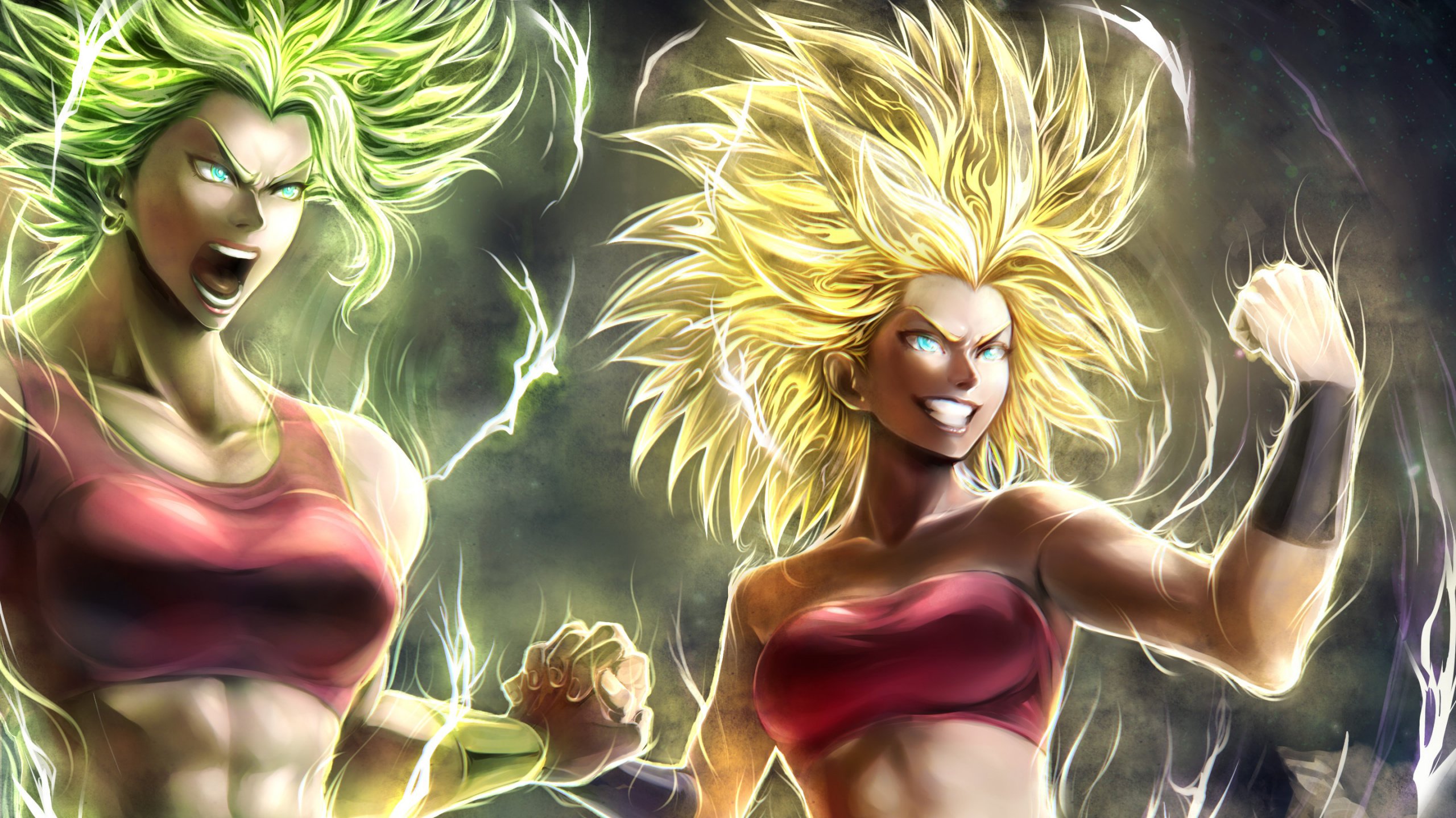 Обои гоку, Жемчуг дракона, арт, Super Saiyan, мифология в разрешении 2560x1440