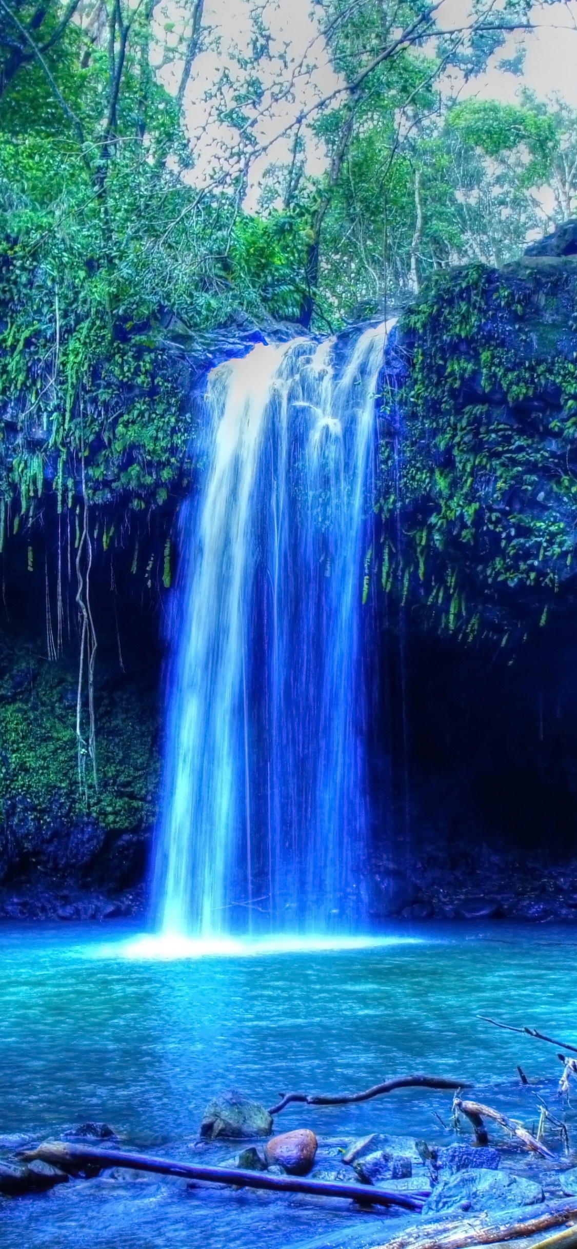 Обои водопад, гидроресурсы, водоем, природа, вода в разрешении 1125x2436