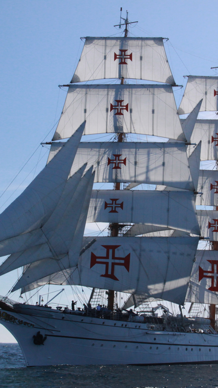 Обои море, корабль, парусник, мачта, высокий корабль в разрешении 750x1334