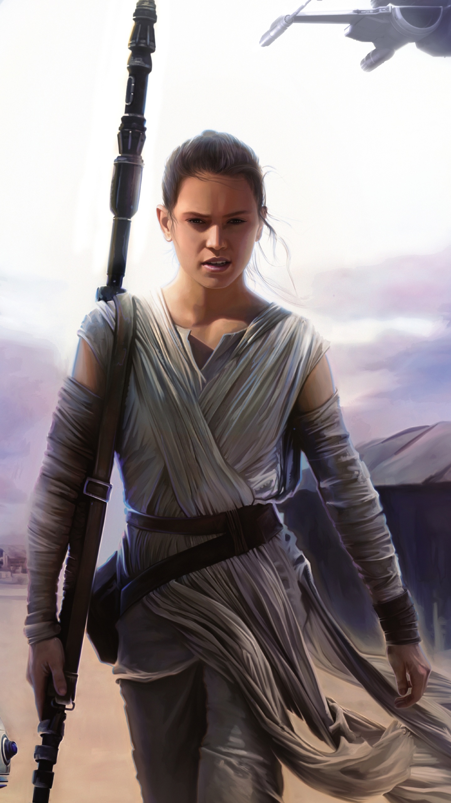 Обои Рей, Звездные войны пробуждение силы, Дэйзи Ридли, звездные войны, Цифровой композитинг в разрешении 1440x2560