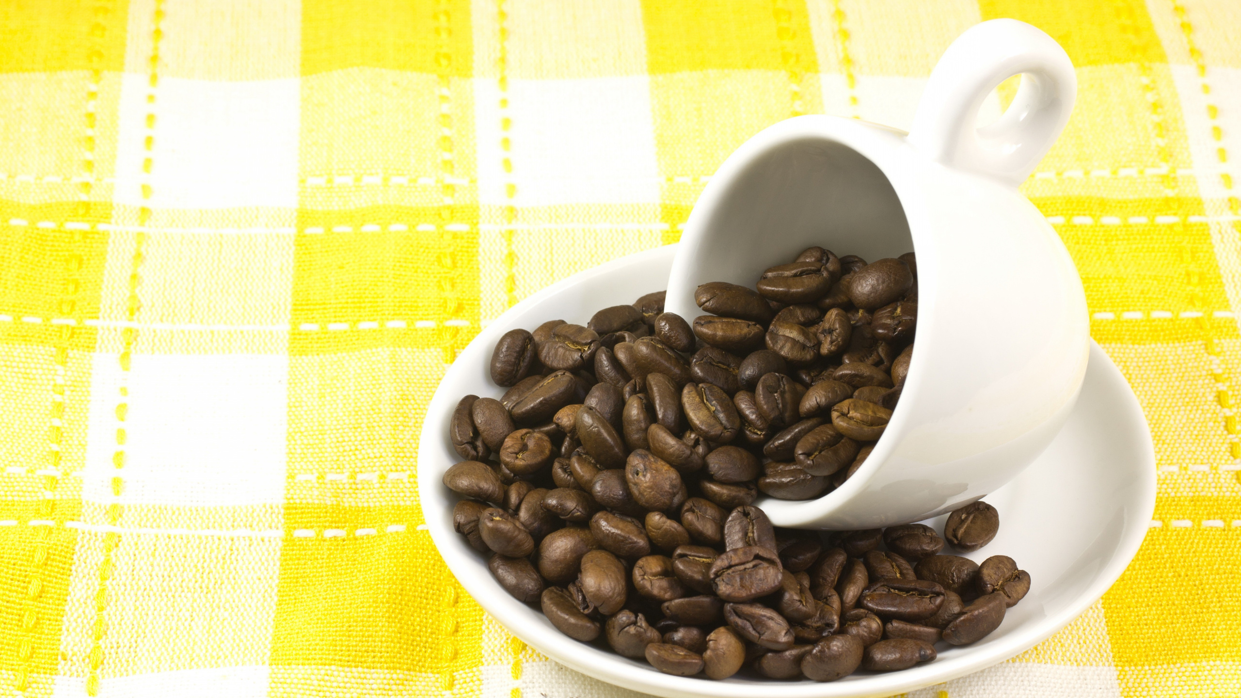 Обои кофейное зерно, кофейня, кофейная чашка, капучино, чашка в разрешении 2560x1440