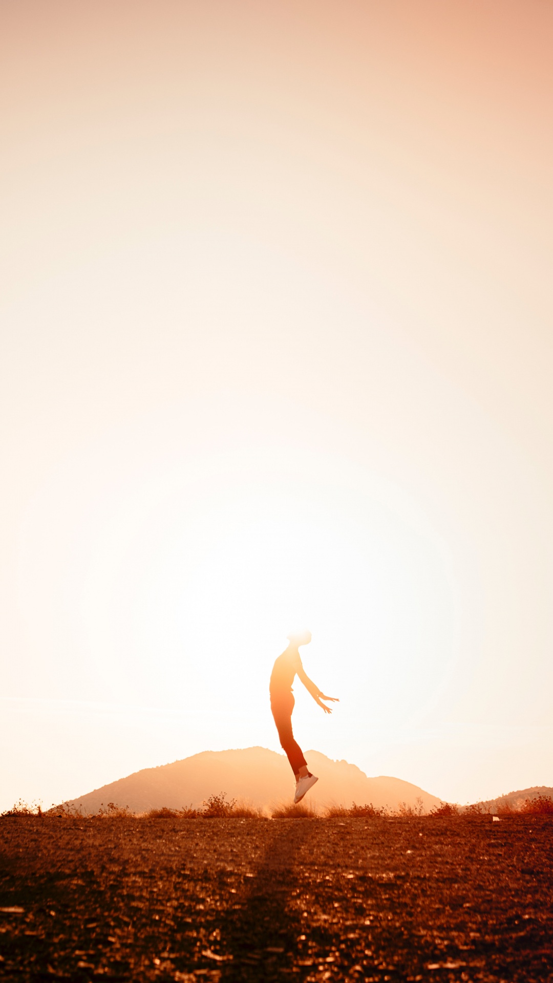 Обои силуэт, Люди в природе, природа, Апельсин, горизонт в разрешении 1080x1920