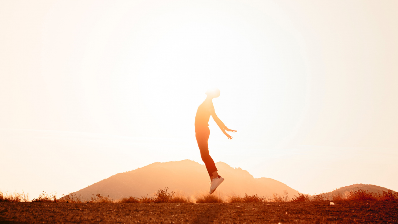 Обои силуэт, Люди в природе, природа, Апельсин, горизонт в разрешении 1280x720