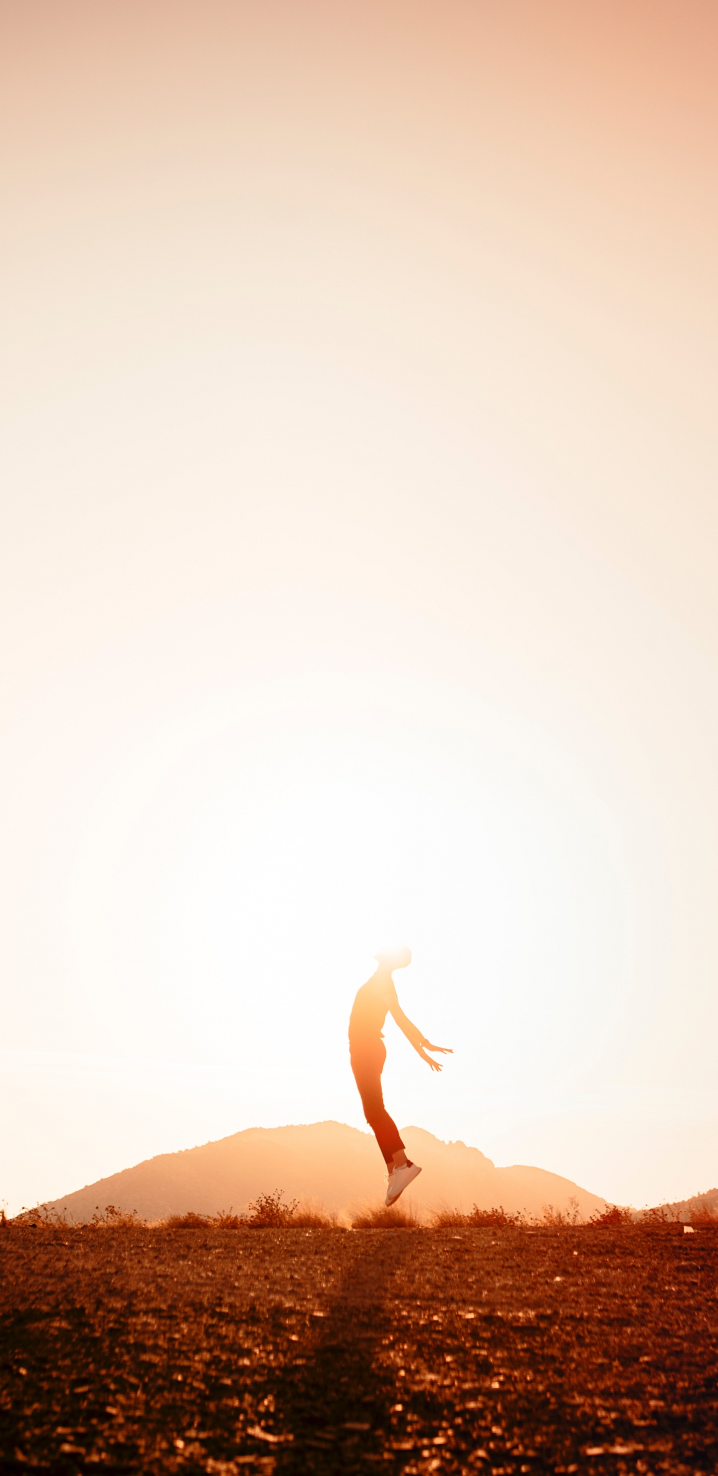 Обои силуэт, Люди в природе, природа, Апельсин, горизонт в разрешении 1440x2960