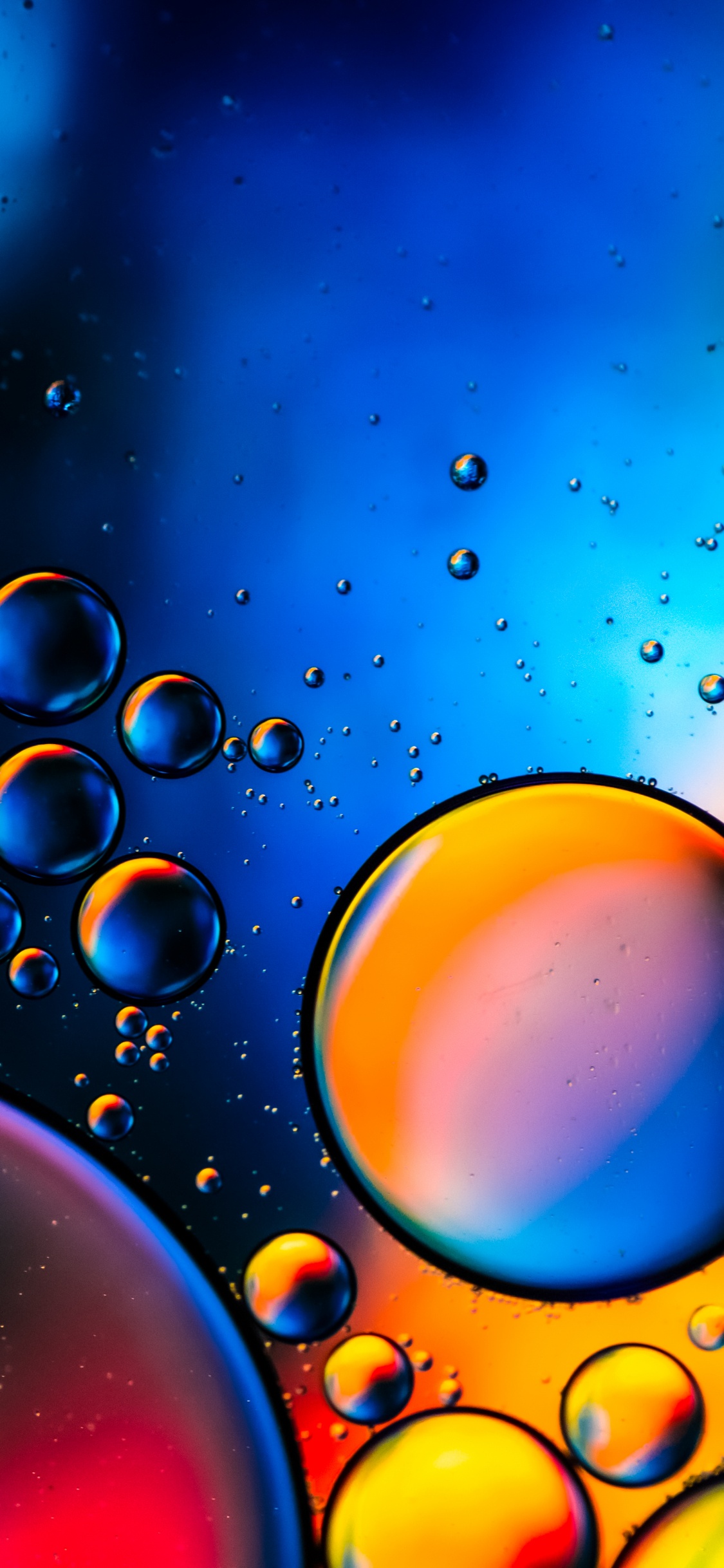 Обои падение, цветной, красочность, жидкий, свет в разрешении 1125x2436