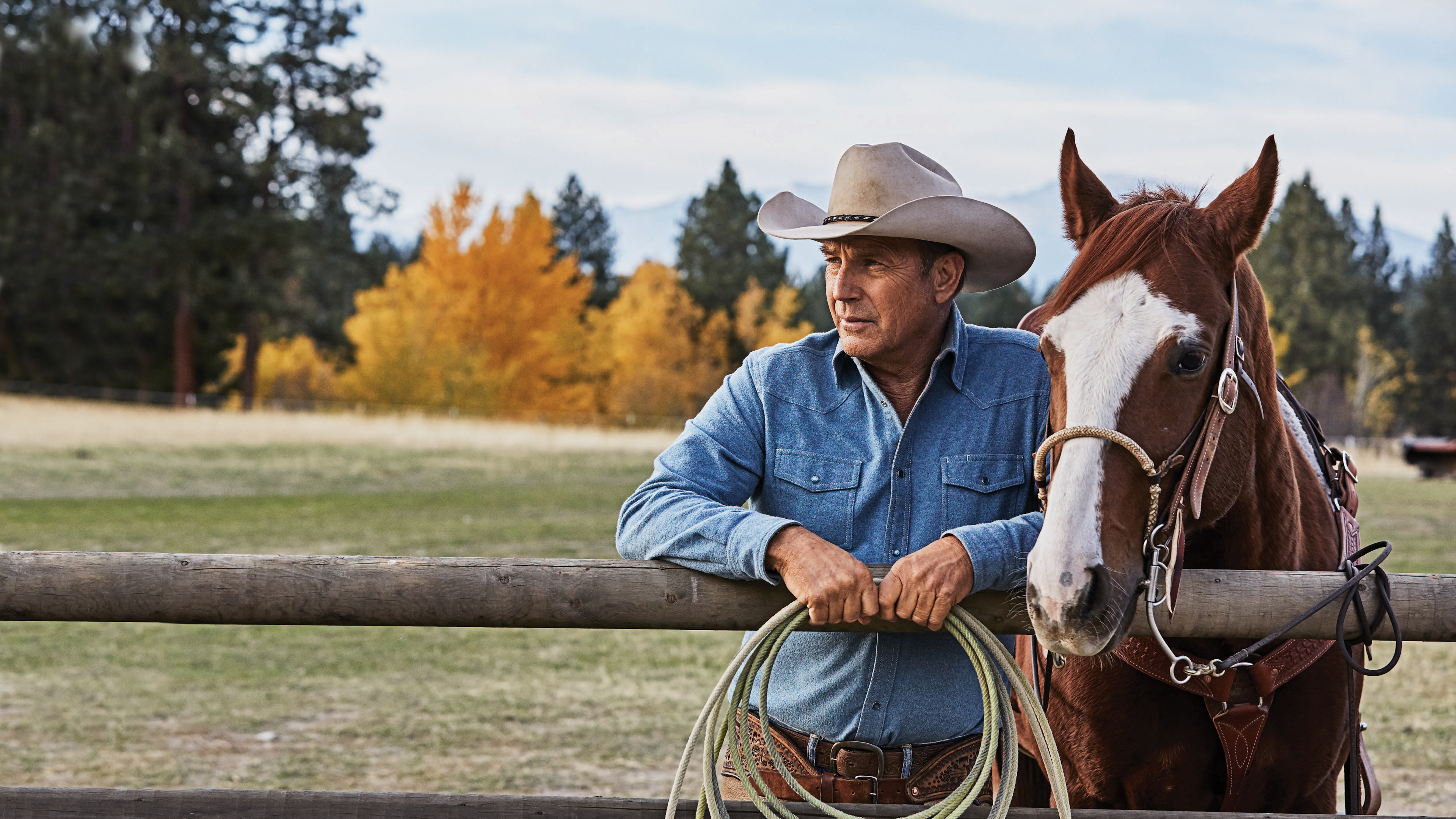 Обои Кевин Костнер, Йеллоустон, вестерн, вожжа, уздечка в разрешении 3840x2160