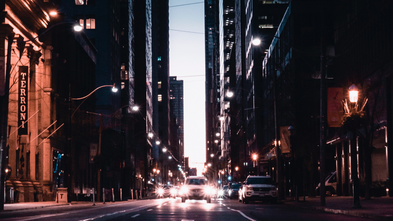 Обои город, ночь, городской район, метрополия, населенный пункт в разрешении 1280x720