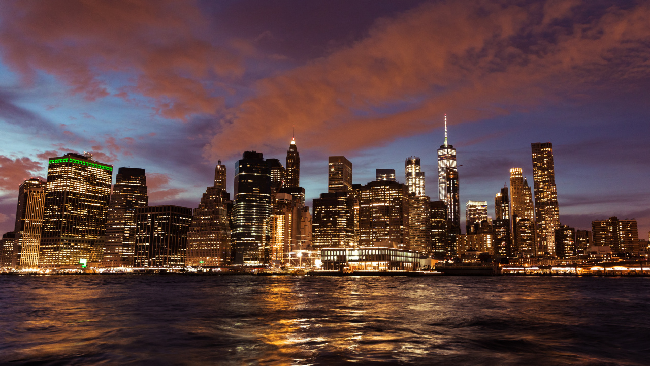 Обои небоскреб, линия горизонта, городской пейзаж, город, городской район в разрешении 1280x720