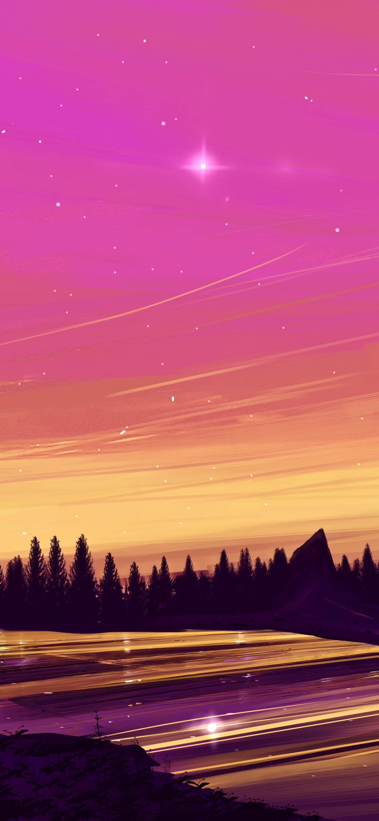 Обои послесвечение, пурпур, закат, розовый, вечер в разрешении 1242x2688