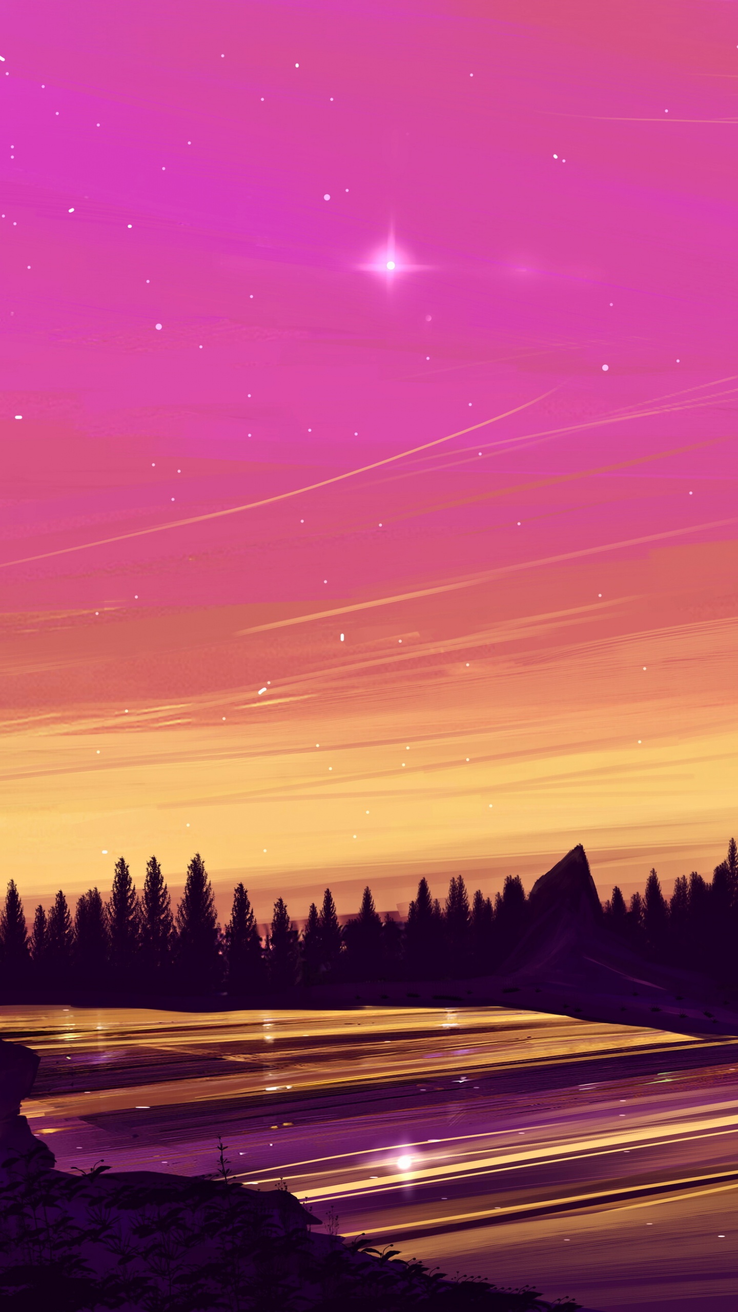 Обои послесвечение, пурпур, закат, розовый, вечер в разрешении 1440x2560