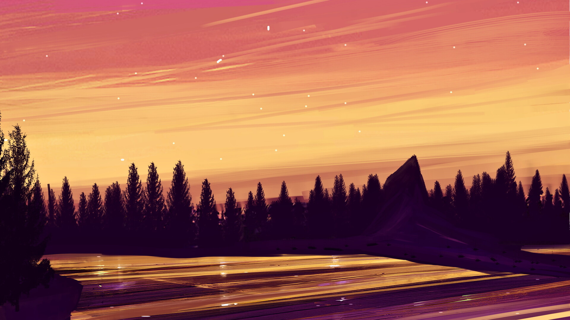 Обои послесвечение, пурпур, закат, розовый, вечер в разрешении 1920x1080