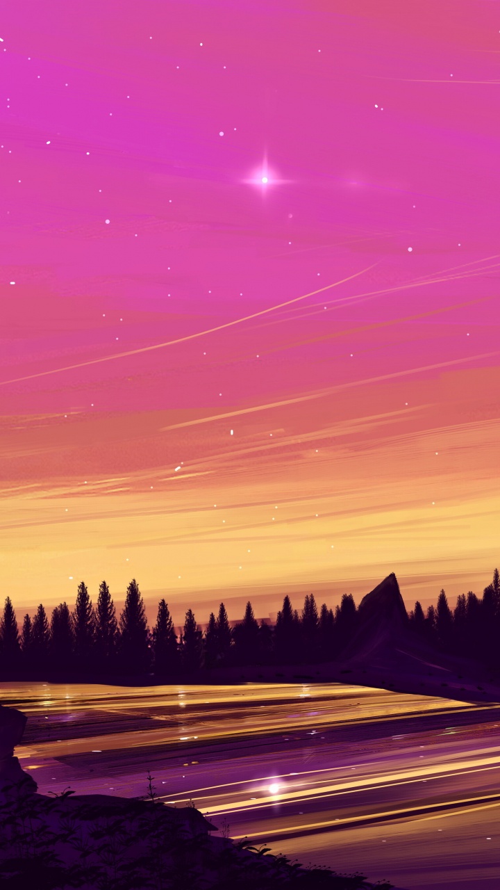 Обои послесвечение, пурпур, закат, розовый, вечер в разрешении 720x1280