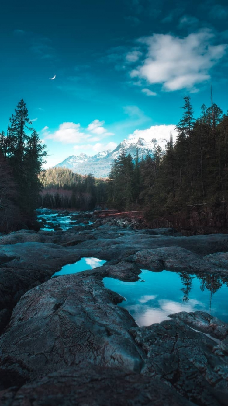 Обои Остин Хот Спрингс, облако, вода, растение, гора в разрешении 750x1334