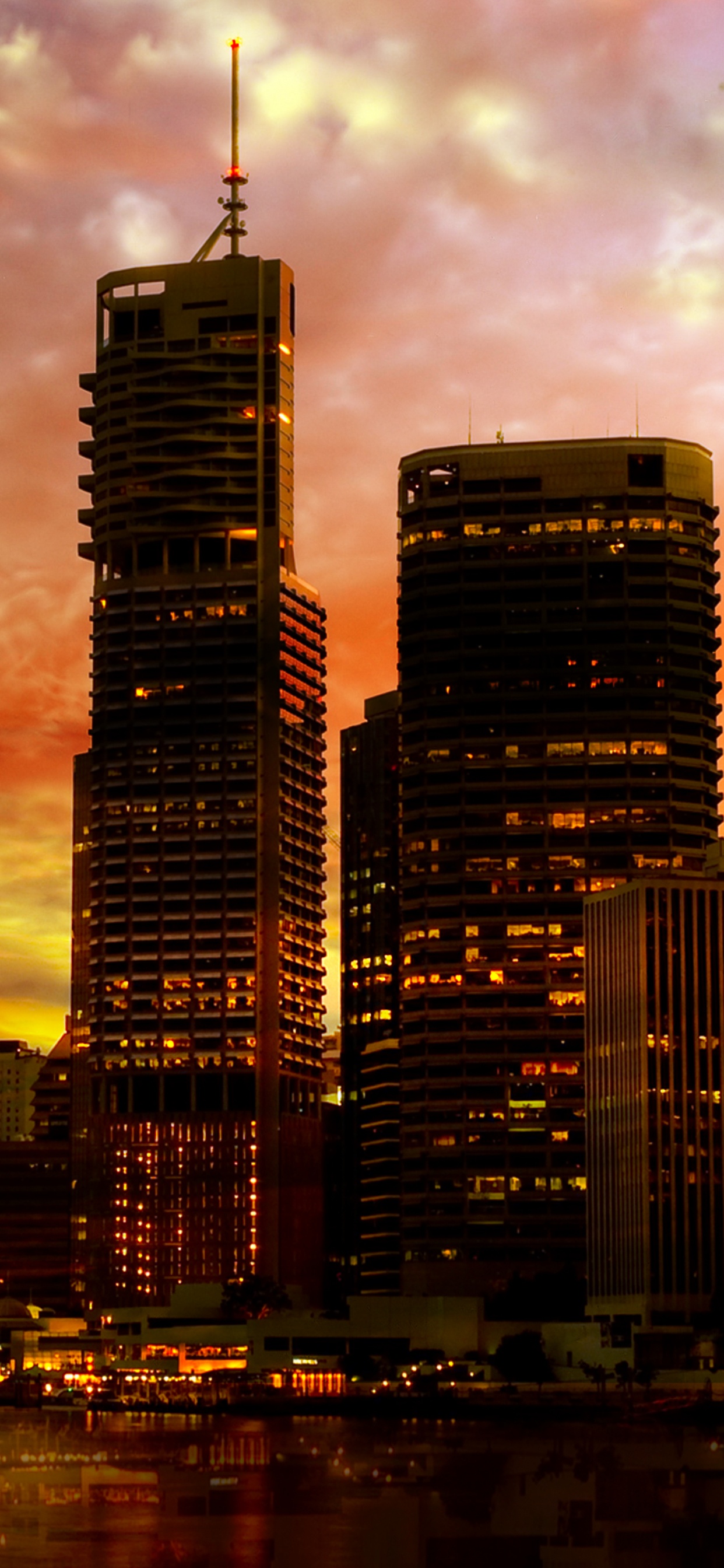 Обои город, городской пейзаж, линия горизонта, небоскреб, метрополия в разрешении 1242x2688