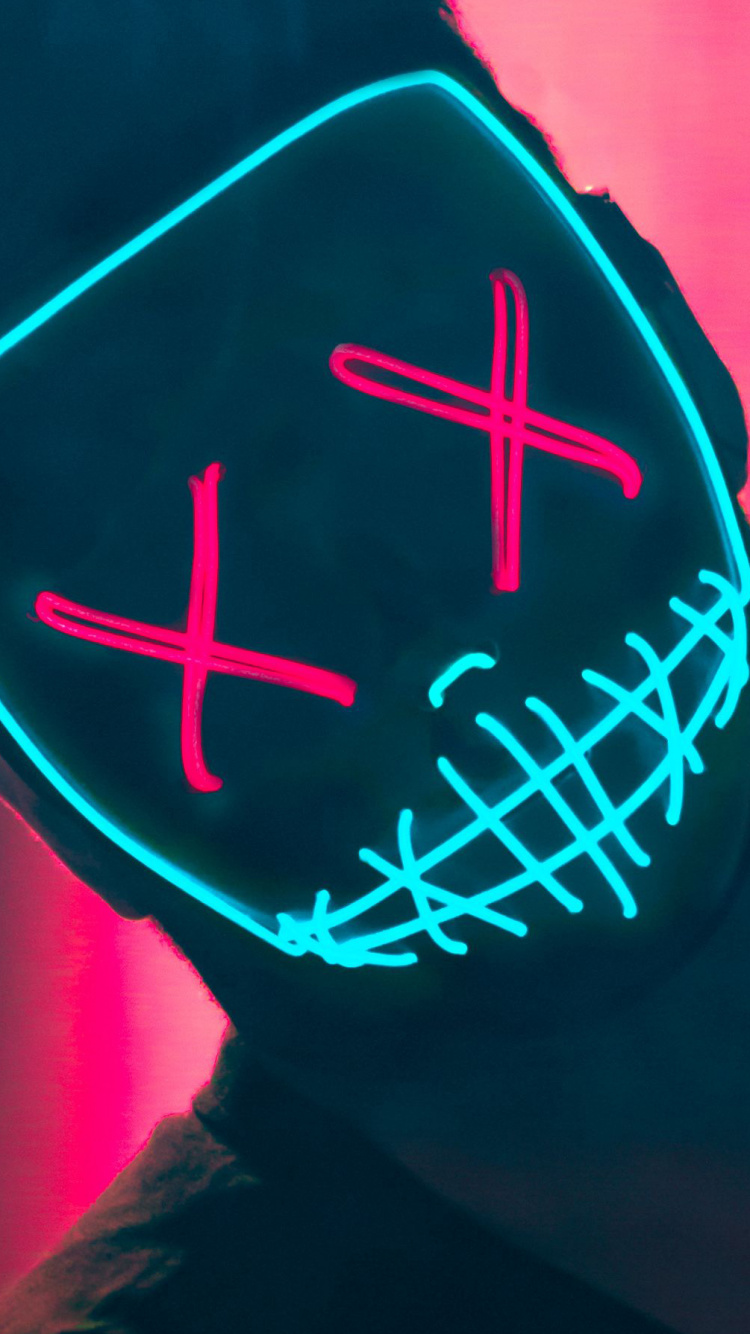 Обои неон маска, неон, Маска Неон, зеленый, вода в разрешении 750x1334