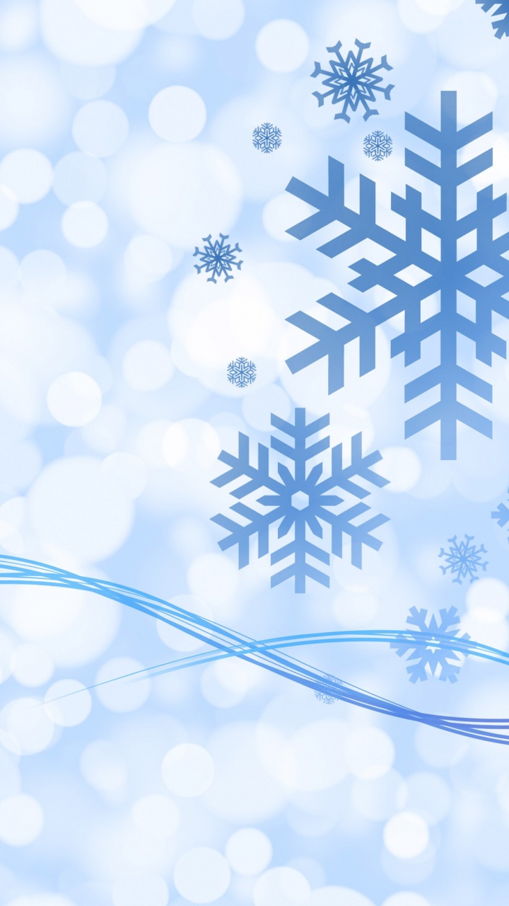 Обои Рождественский день, Снежинка, синий, Рождественские огни, небо в разрешении 720x1280